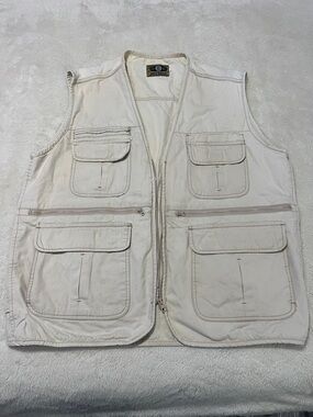Fantastic Men's Multi-Pocket Utility Vest - Cream. Size Large